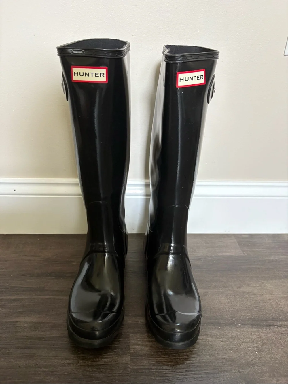 Hunter Women's Tall Gloss Black Rain Boots